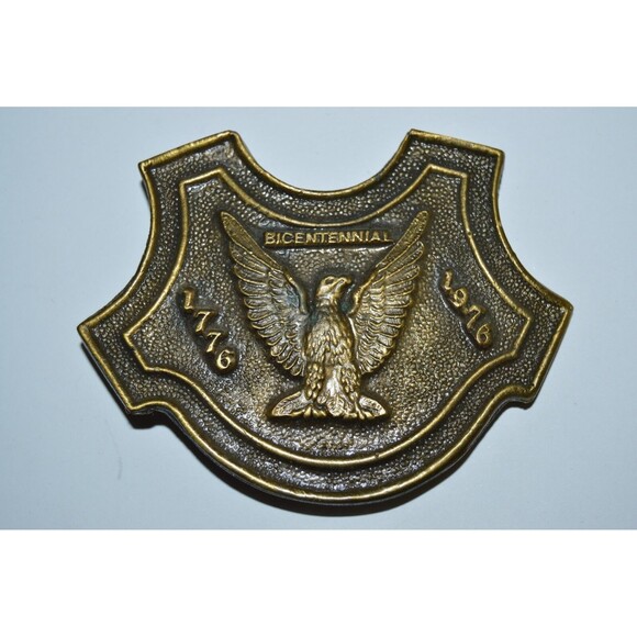Other - Vintage Unique 1976 Patriotic Eagle Solid Brass Tone Belt Buckle USA 70s